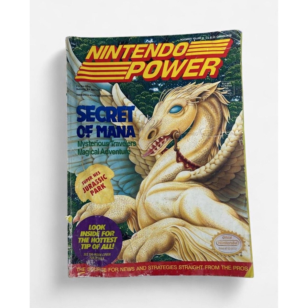 Vintage 1993 Nintendo Power Vol 54 Secret of Mana Batman Animated Poster SNES